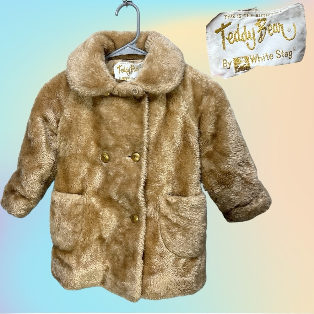 Vintage light Brown/Tan Teddy Bear by White Stag Faux Fur Coat See Measurements